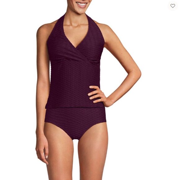 Lands' End Texture Halter Tankini Swimsuit Top - Size: Small Long - NWT - Picture 2 of 9